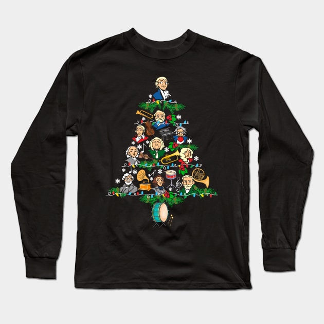 Classical Music Composers Christmas Tree Long Sleeve T-Shirt by KsuAnn